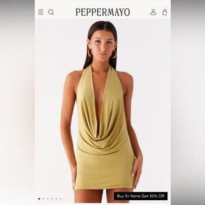 Peppermayo Haisley Cowl Mini Dress - Lime Green